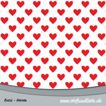 BASIX MINI HERZEN Rot auf Weiß