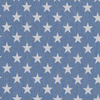 Jeanspopeline Sterne auf Hellblau