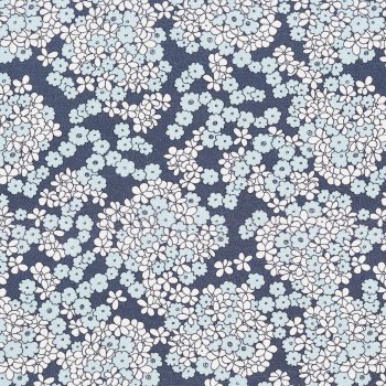 Popeline AURELIA Flowers on blue