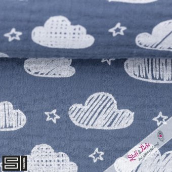 Musselin Jeron WOLKEN Rauchblau 