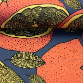 Viskose-Webstoff LEMONADE Blau/Orange by Swafing 