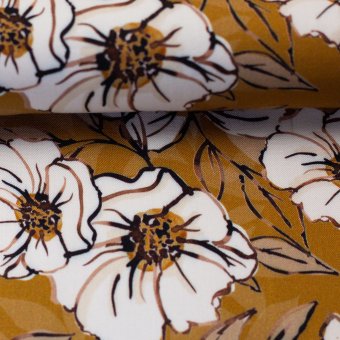 Viskose-Webstoff BLUMENMEER Toffee by Swafing 