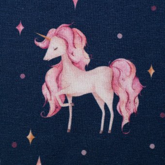 Baumwolljersey JULE Einhorn blau 