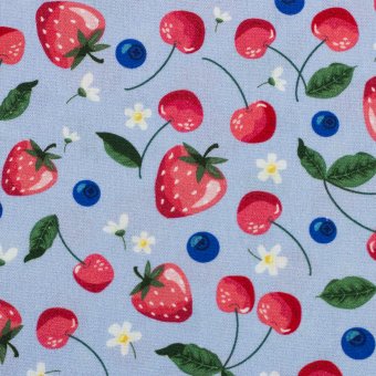 Baumwolle Webware FRUITS Kirschen blau 