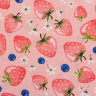 Baumwolle Webware FRUITS Erdbeere rosa 