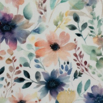 Jersey ELIAS Aquarell Blumen weiß 
