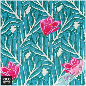 RICO Musselin SMARAGD mit goldenem  Folienprint 