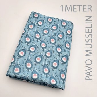 1 Meter Reststück PAVO MUSSELIN 