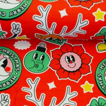 French Terry HAPPY HOLIDAYS Rot 