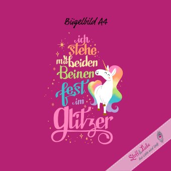 Bügelbild A4 - GLITZER EINHORN 