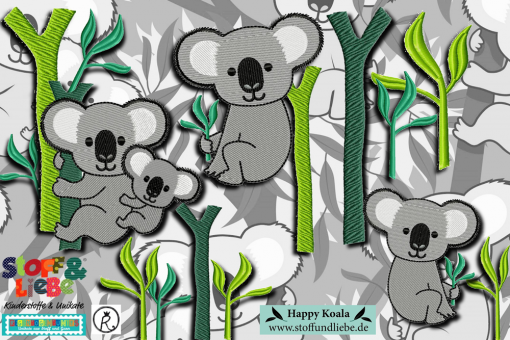 Stickdatei Kleines Set "Happy Koalas" 