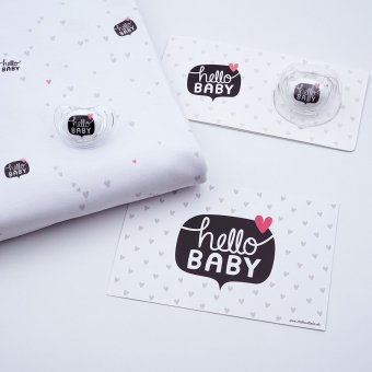 HELLO BABY SET "50cm Bio- Jersey, Nuk- Schnuller & Postkarte" 