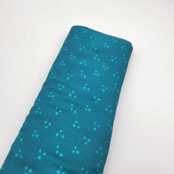 Stoffschätzchen: Musselin STERNE Petrol 