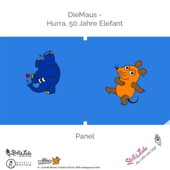 50 Jahre Elefant 72 cm PANEL Blau 