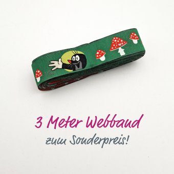 3 METER WEBBAND MAULWURF Pilze Dunkelgrün 