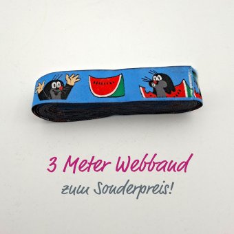 3 METER WEBBAND MAULWURF Melone Blau 