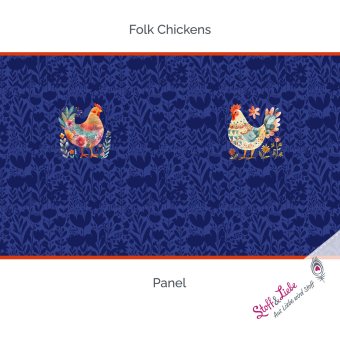 Jersey FOLK CHICKEN PANEL 80 cm 