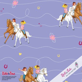 Reste! JERSEY Bibi & Tina ALLOVER Flieder 