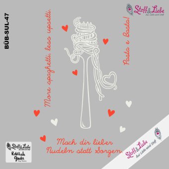 Bügelbild A4 I LOVE SPAGHETTI HELL #47 