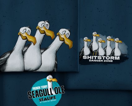 Sommersweat-Panel NR. 2 blau SEAGULL OLE by Thorsten Berger 