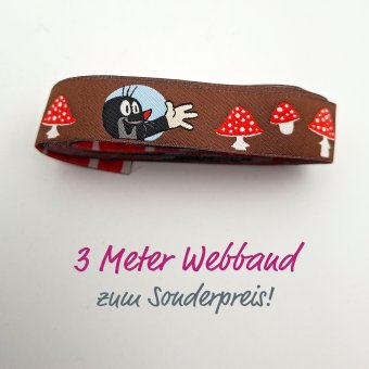 3 METER WEBBAND MAULWURF Pilze Braun 