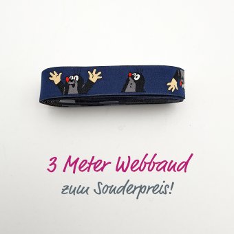 3 METER WEBBAND MAULWURF Hurra! Dunkelblau 