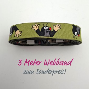 3 METER WEBBAND MAULWURF Hurra! Oliv 