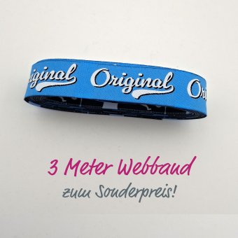 3 METER WEBBAND Maus College Hellblau 