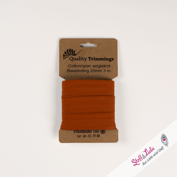3 Meter Jersey Schrägband 20mm COGNAC