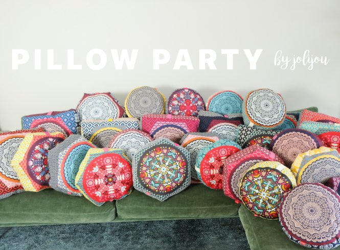 96cm Canvas Pillow Party by jolijou - BUNT-SCHWARZ