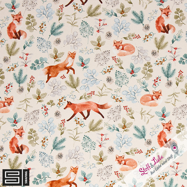 Stoffe kaufen Stoff & Liebe | Jersey WOOD ANIMALS Swafing Fuchs